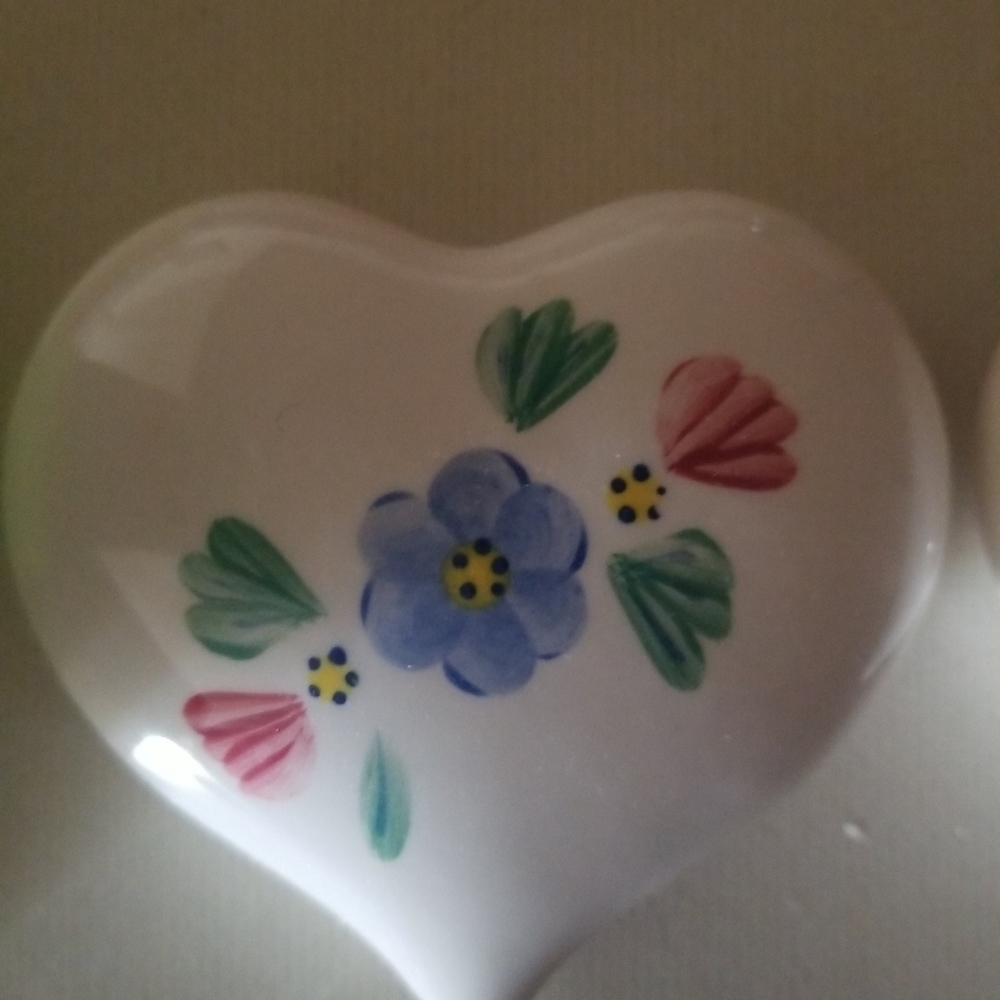3 Heart Shaped Painted Ceramic Wall Hangers